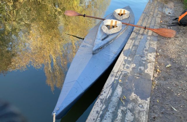 handmade kayak waterproofed with plasti dip